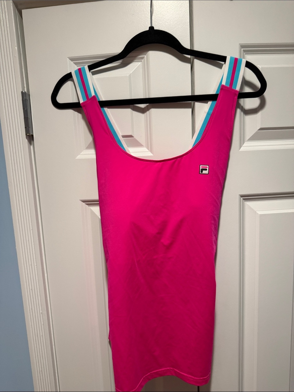 Fila Hot Pink Bodysuit with White and Teal Straps